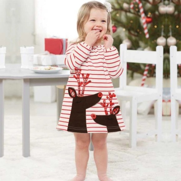 Reindeer Striped Christmas Holiday Dress - Picture 5 of 5